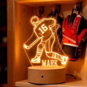 Personalized Hockey LED Night Light, Custom Name Lamp