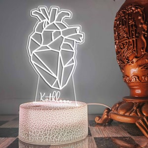 Geometric Heart Night Lights, Cardiologist Gifts, Heart Specialist Doctor Gifts, Medical Student Gift, Heart Surgeon Gift, Heart Doctor Gift