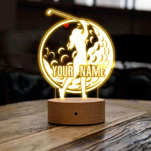 Personalized Golf Player Lamp, Birthday Gifts for Girls, Girls Bedroom Decor, Gift for Teen Girls, Christmas Gift, Golf Club Table Light