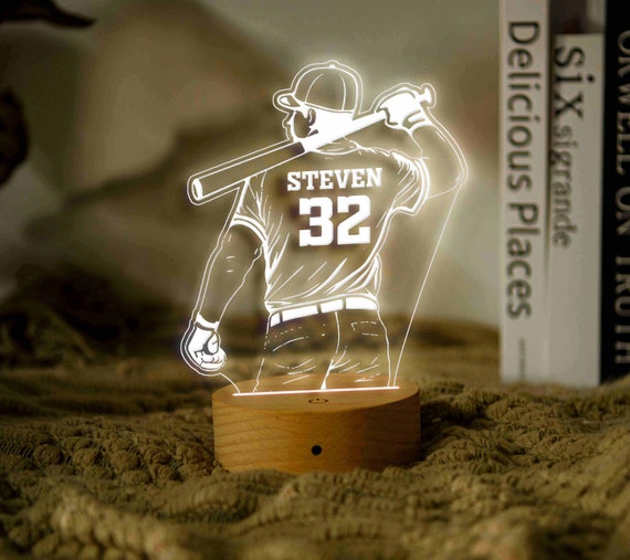 Personalised Baseball Night Light, Baseball Gifts for Boys, Boy's