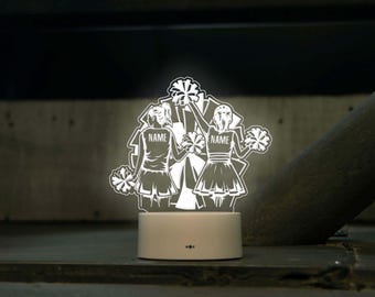 Personalized Cheerleading Night Light, Sisters Gift, Girls Room Decor