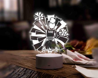 Personalized Cheerleader LED Night Light, Custom Name Gift