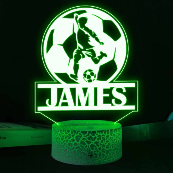 Veilleuse football personnalisée | Lampe de nuit Football | Lampes pour enfants | Chambres d'enfants | Décoration pour chambre de bébé football | Veilleuse pour chambre de garçon