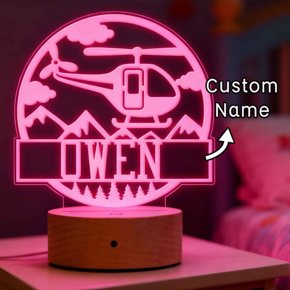 かわいいヘリコプターナイトランプ | 刻印入りLEDナイトライト 
