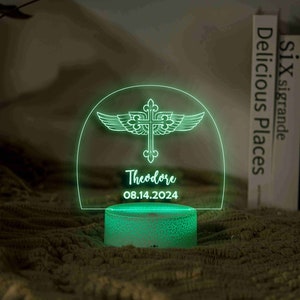 Winged Cross Night Light, Cross Table Lamp, Christian LED Night Light, Religious Church Room Light, Christian Home Decor, Christian Present