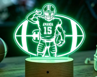 Personalized Football Player Lamp, Custom Name Light, School Gift for Teen Boys, Boys Room Decor, Christmas Gift Boys, Graduation Gift