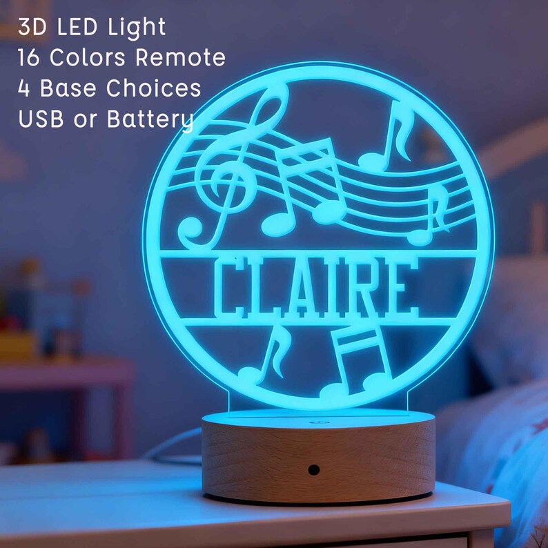 Notes Lamp Musical Notes Night Light | Custom Name LED Lamp | Baby Shower Gift ...