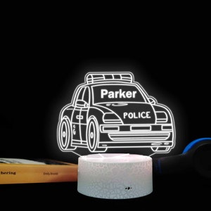 警察車両用ナイトライト、子供部屋用ナイトライト、お子様の誕生日プレゼント、男の子用寝室用ライト、寝室用装飾、保育室用装飾、幼児用ギフト