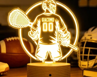 Personalized Lacrosse Boy Night Light, Youth Lacrosse Player Gift, Boys Room Decor, Christmas Gift Boys, Graduation Gifts