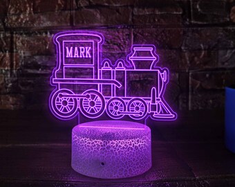 Cartoon Train Night Light, Custom Children's Bedroom Decor