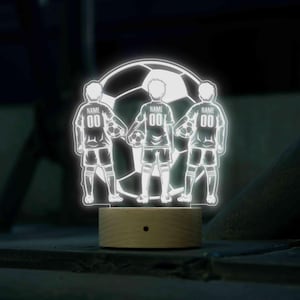 Personalisierte Fußballmannschaft Nachtlampe, Fußballmannschaft Nachtlicht, Benutzerdefinierte Fußball Geschenke, 16 Farben blinken, Weihnachtsgeschenk für Teenager Jungen