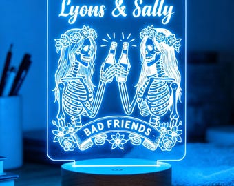 Custom Bad Friend Night Light, Gifts for Best Friend Female Birthday, Long Distance Friendship Lamps, Teen Girls Gift, Gift for Sisters