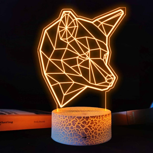 Geometrische Shiba Inu Nachtlampe, Nachttisch Dekor Lampe, Schlafzimmer Nachtlicht, Tischlampe, Tiere Nachtlampe, Kind Schlafzimmer Lampe, Geburtstagsgeschenk