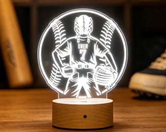 Personalized Baseball Pitcher Night Light, Custom Girls Baseball Lamp, Teen Girls Room Decor, Birthday Gift for Girls, LED Lamp