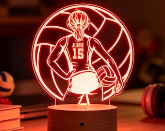 Personalized Girls Volleyball Night Light, Teen Girl Gift, Sports Room Decor for Girls, School Volley Ball Team Gifts, Graduation Gift