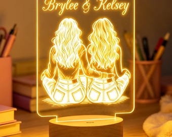 Personalized Soul Sister Night Lights, Bestie Gift, Gift for Best Friend, Custom Name Gift, Friendship Night Light, Christmas Gifts