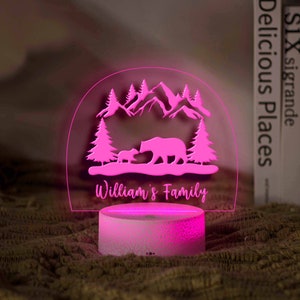 Personalized Night Light, Bear Night Light, Boys Bedroom Light, Kids Room Decor, Kid&#39;s Table Lamp, Baby Night Light, Custom Name Night Light