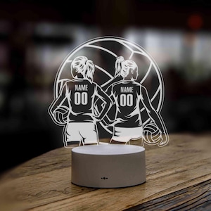 Personalized Volleyball Sisters Night Light, Volleyball LED Table Lamp, Girls Room Decor, Gift for Volleyball Player, Volleyball Team Gift