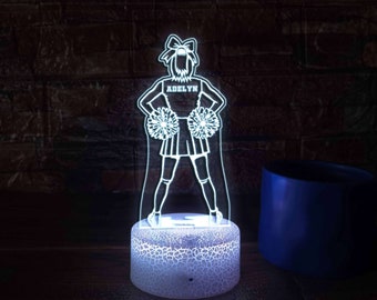 Luz nocturna LED personalizada de animadora, regalo de animadora con nombre personalizado