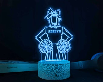 Personalized Cheerleader LED Night Light, Girls Room Decor