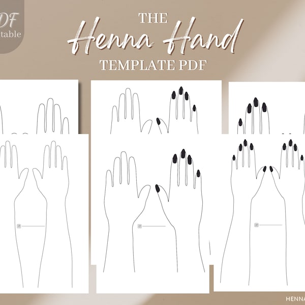 Henna Hand Arm Templates: Hand Practice Templates, Henna Art Planner, 6 Pages Printable Templates, Henna art tattoo, PDF Download