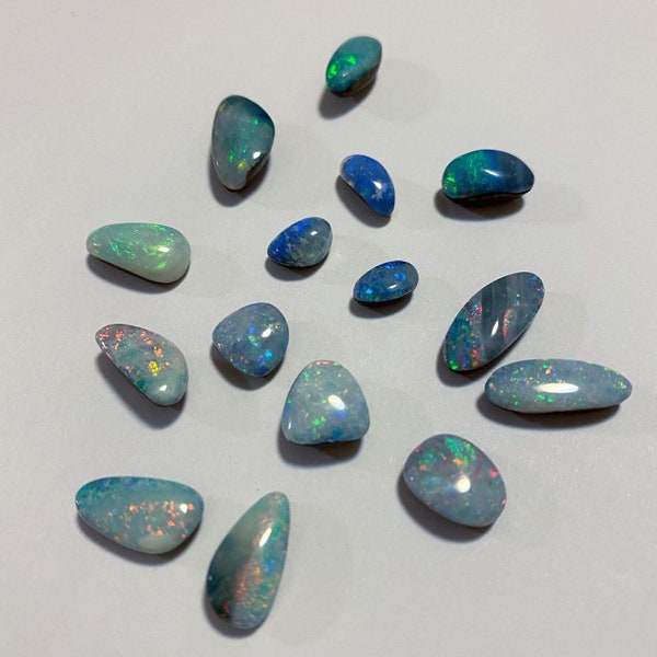 Colourful Petite Australian Opal Gems, Loose Doublet Opal Gemstones, Doublet Opal Shell