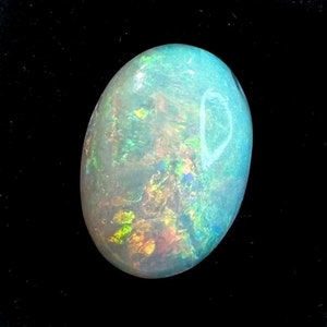Natural Australian Solid Crystal Opal, Oval Shape Blue-green Opal, Opal Gem for Ring or Pendant