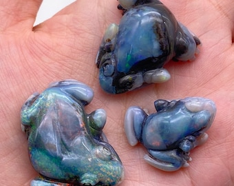 Opal Frog Carvings for Selection, Genuine Australian Opal Gem, Hand-carved Gem