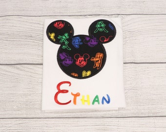 Camiseta bordada personalizada de Mickey Mouse, colorida camiseta de vacaciones de Disney