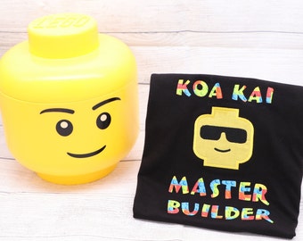 Camiseta personalizada de Maestro Constructor, Camiseta con apliques de bloques