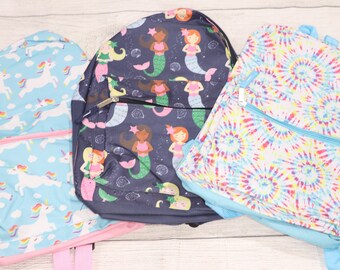 Mochila infantil personalizada, unicornio, sirena, tie-dye