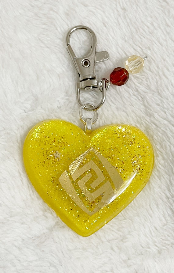 Genshin Impact Geo Logo Resin Heart Keychain - Etsy