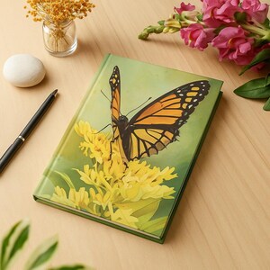 Butterfly & Floral Hardcover Journal, Free US/CDN Shipping, Nature Inspired Notebook, Gift for Writers, Nature Lover Diary, Butterfly Art