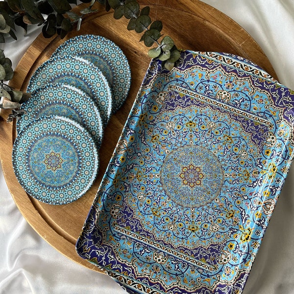 Serving tray - decorative serving plates (without coasters) for glasses, cups, bowls 25 cm x 16 cm oriental decoration