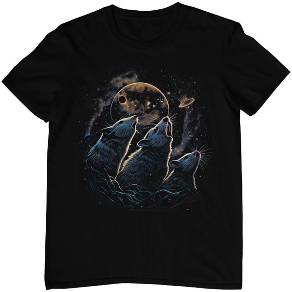 Howling Rats T-Shirt - Ratten Weltall Space Weirdcore Fantasy - jaulende Nagetiere im Weltraum