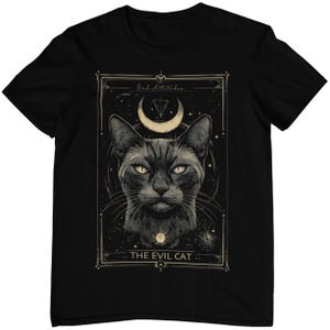 The Evil Cat Tarot T-Shirt - Gothic Katze Tarotkarte - Dark Art Aesthetic - Okkult Witchcraft Tarot Card