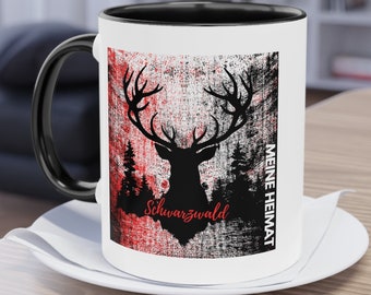 Coole Schwarzwald Tasse mit Wald und Hirsch Motiv, Schwarzwald Geschenkidee, Schwarzwald Hirch, Wander Tasse, Vatertagsgeschenk, Blackforest