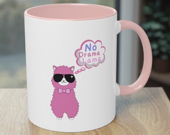 No Drama Lama Tasse,  Kaffetasse mit lustigen spruch und Lama Motiv, Geschenk für Arbeitskollegen, Alpaka Tasse, Geschenkidee, Pinkes Lama