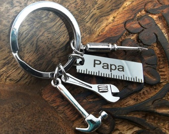 Sleutelhanger papa tool, beste vader vaderdagcadeau, cadeaus voor papa cadeau verjaardagscadeau vader, cadeau voor ambachtsman