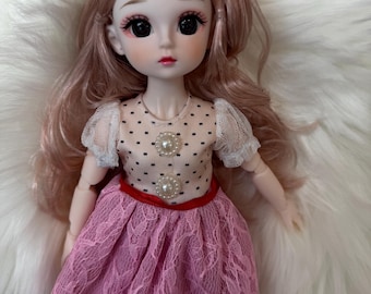BJD Mini Doll:11.80 inches,20 Joint, DIY Toy with Clothes/Doll collection/ Vintage dress/Doll with movable joints and clothes.Christmas gift