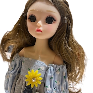 Premium BJD Mini doll 20 movable joint , 3D big eye beautiful DIY Toy with clothes dress up.  Size 30 cm