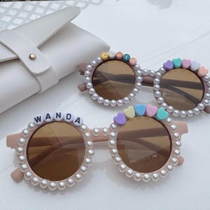 Kid Gift Personalized Sunglasses Heart Bracelet/ Toddler gift, Kids gift/ baby gift.Kids Jewelry gift/ Girl birthday gift/Flower girl gift