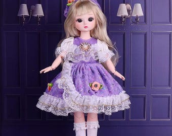 BJD Mini Doll: 30cm, 20 Joint, DIY Toy with Clothes/Doll collection/ Vintage dress/Doll with movable joints and clothes. Christmas gift