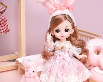 BJD Mini Doll: 16cm, 13-Jointed, 3D Eyes, Clothes & Shoes