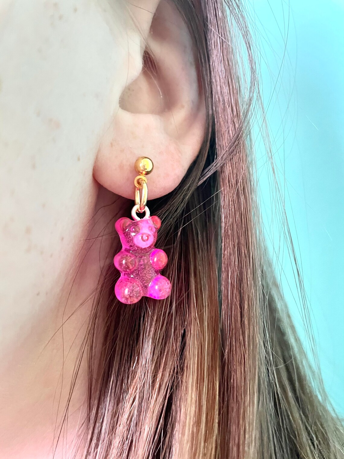 Gummy bear stud earrings and gummy bear barrette hair clips | Etsy