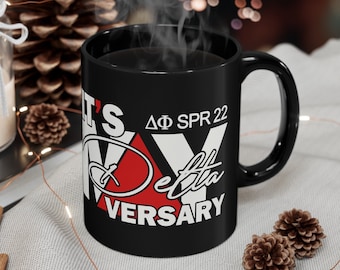 Deltaversary Mug, Personalized Black Ceramic Mug, 11oz