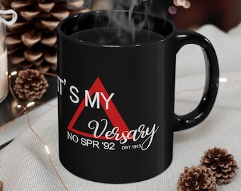 Deltaversary Mug, Personalized 11oz Black Ceramic Mug