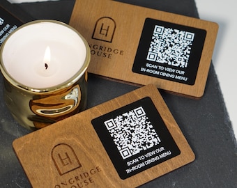 Custom Wooden QR Code Menu Sign | Cafe & Restaurant Table Display