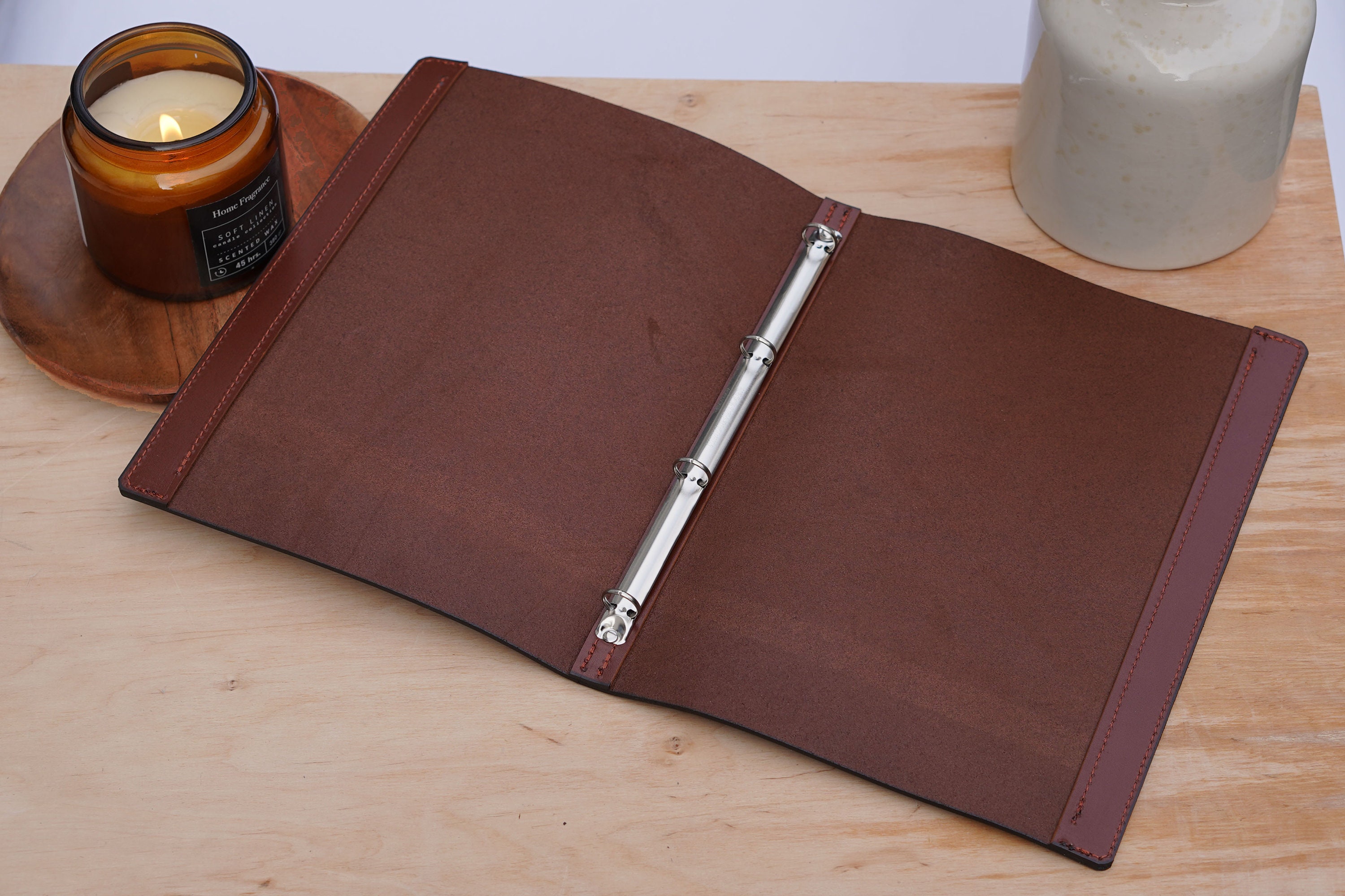 A4 Leather Menu Cover With Ring Binder - Custom Embossed Restaurant ...