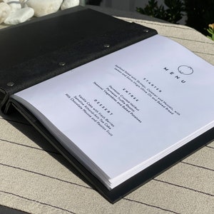 A5 Wooden Menu Folder: Leather Restaurant Menu Book with Inserts